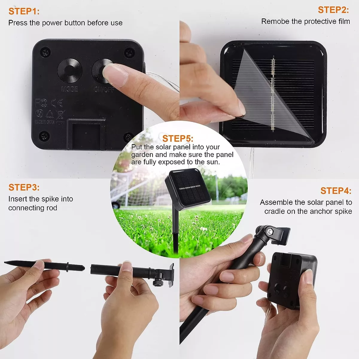 Guirnalda de luces LED para exteriores con energía solar, 8 modos, resistente al agua, para interiores y exteriores - Imagen 5