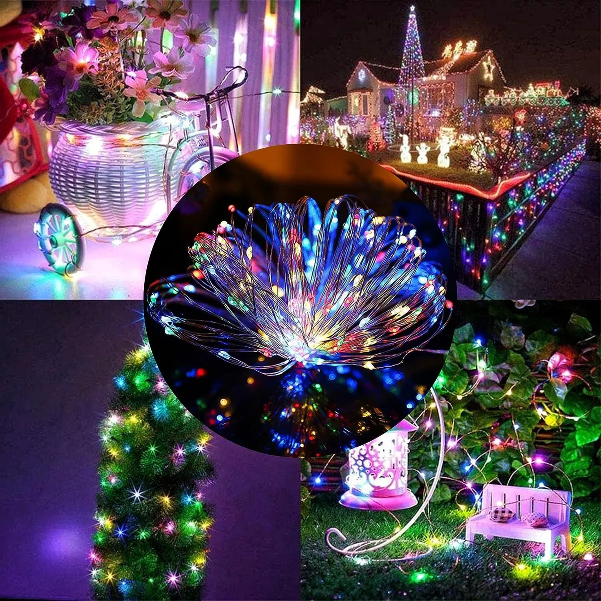 Guirnalda de luces LED para exteriores con energía solar, 8 modos, resistente al agua, para interiores y exteriores - Imagen 2